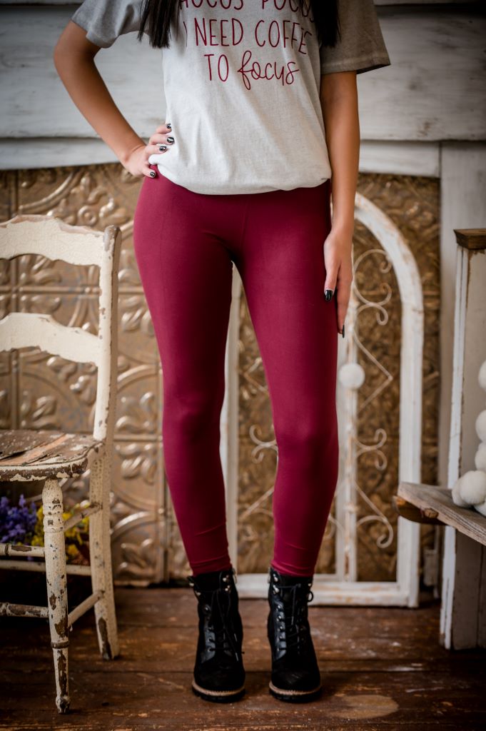 Sable Leggings in Burgundy- OneSize – BriVannaBoutique